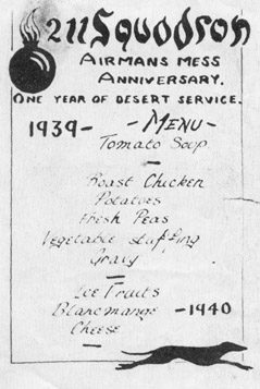 211 Squadron desert anniversary dinner menu