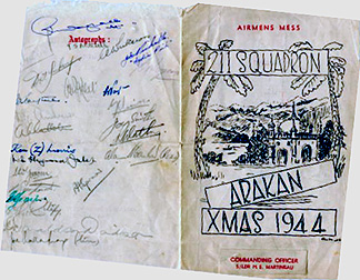 211 Sqdn menu Christmas 1944
